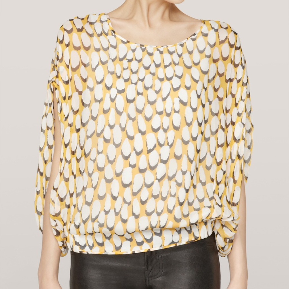 Diane Von Furstenberg Robyn Silk Yellow Blouse Top